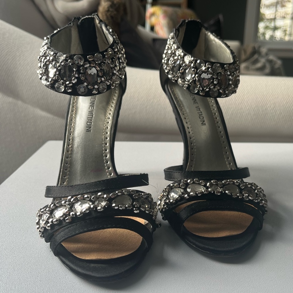 Designer Black Sparkly Heels Size 6